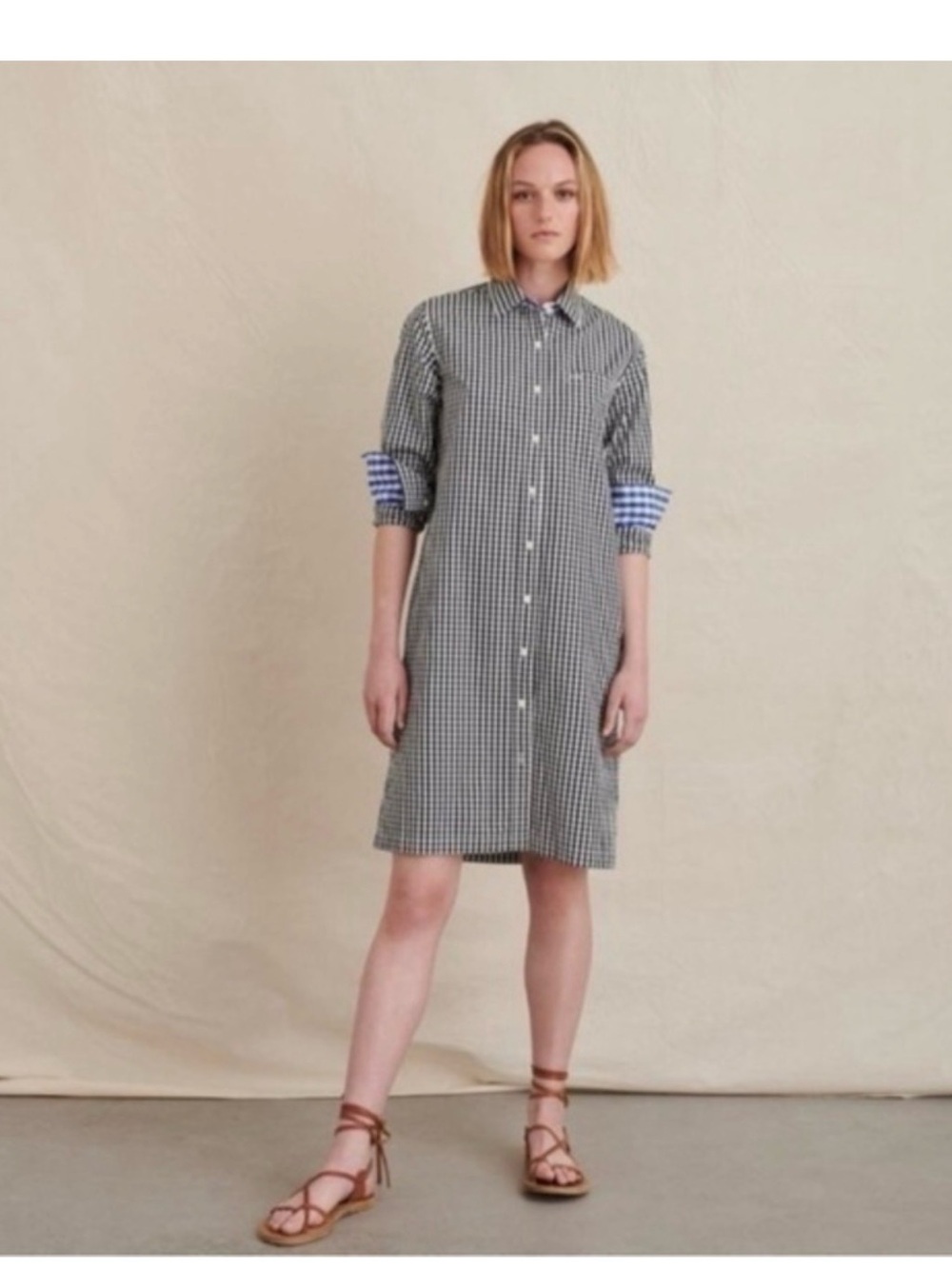 Alex Mill Black & White Gingham Button-Down Shirt Dress